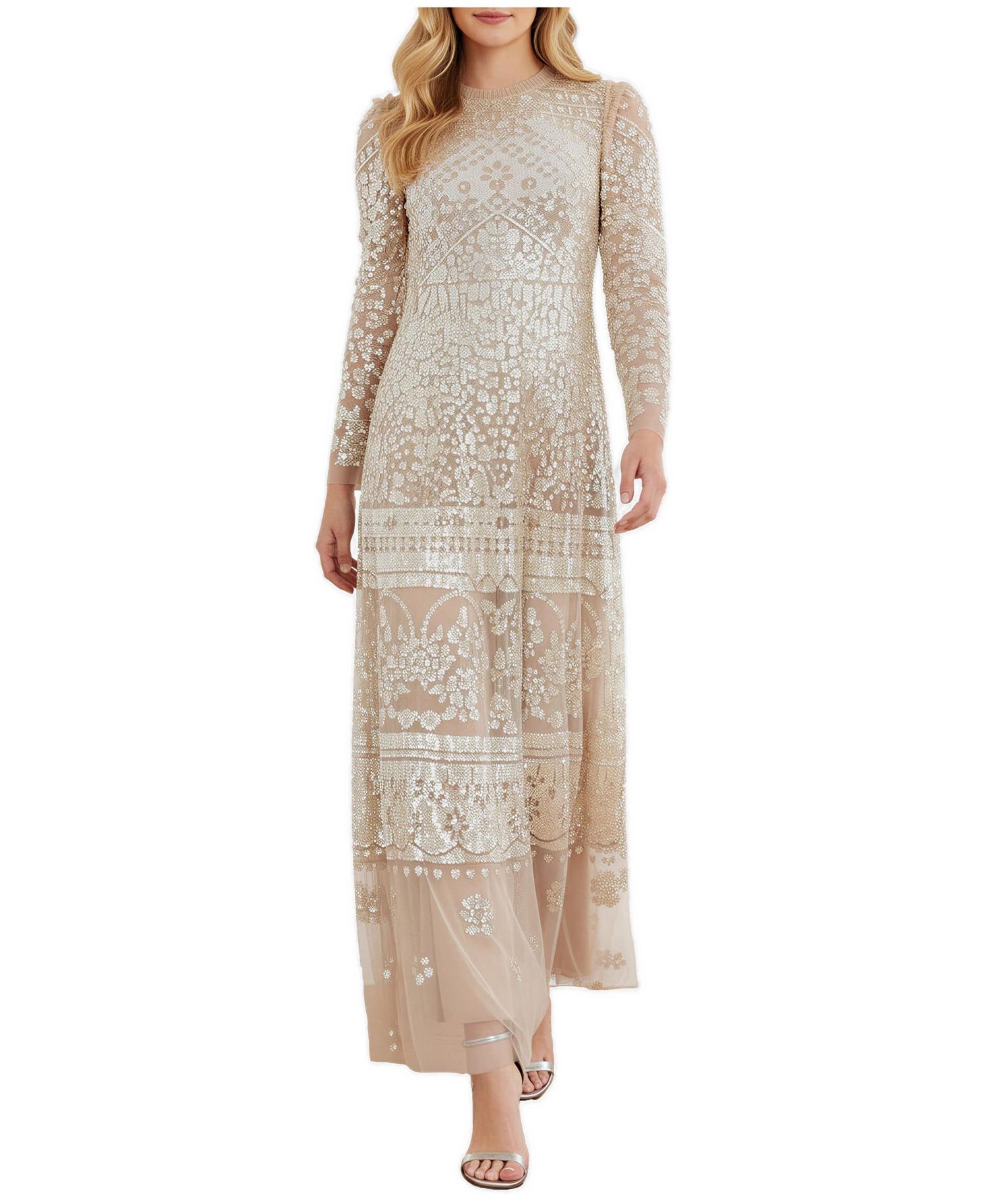 Women's Aurora Sequin Long-Sleeve Gown