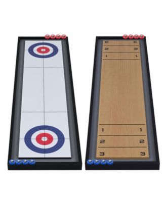 Shuffleboard and Curling 2-in-1 Tabletop Board Game with 8 Rolling Pucks Ages 6+