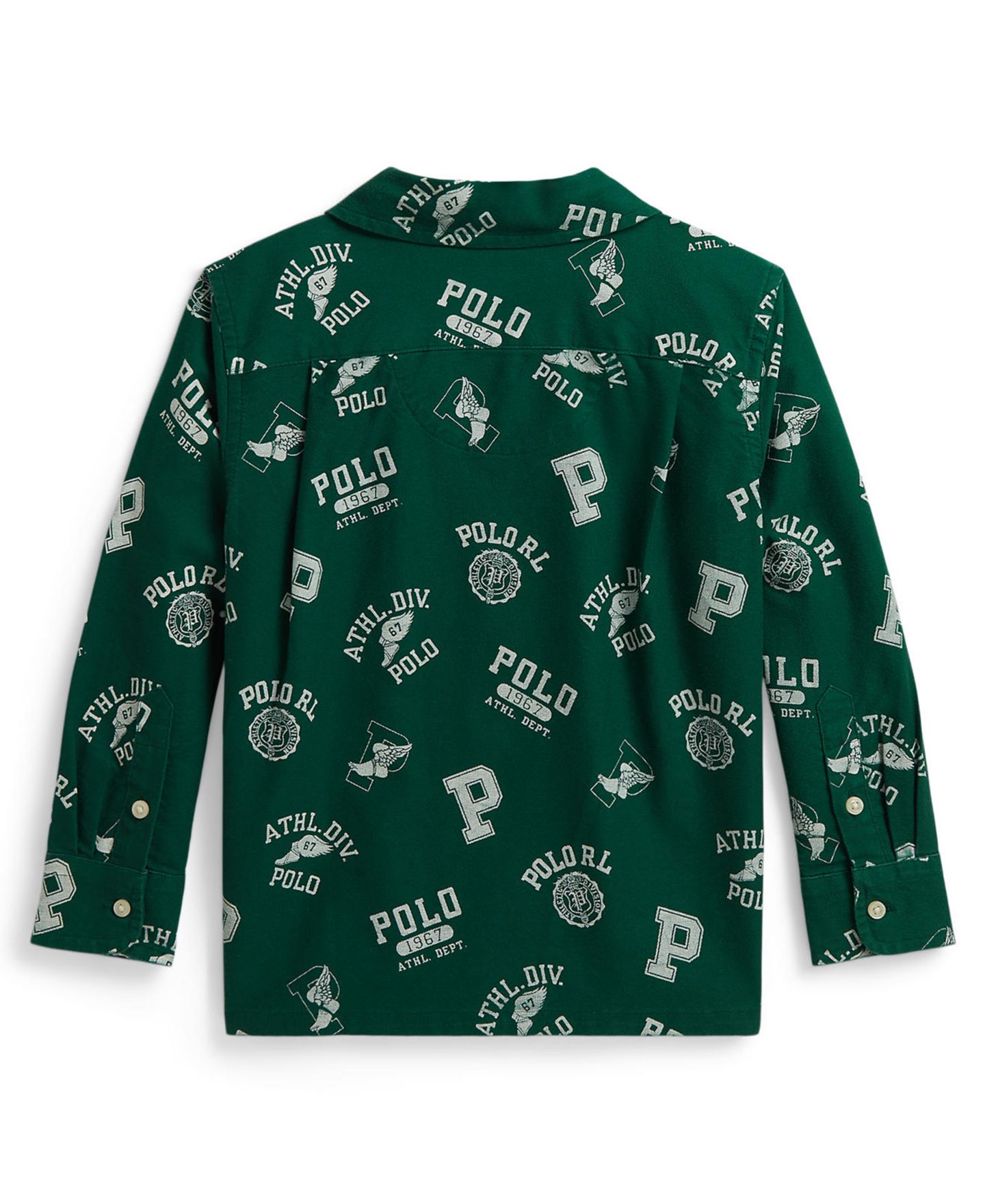 Рубашка Polo Ralph Lauren Print Cotton Oxford Shirt для мальчиков, цвет: Зелёный — фото 2