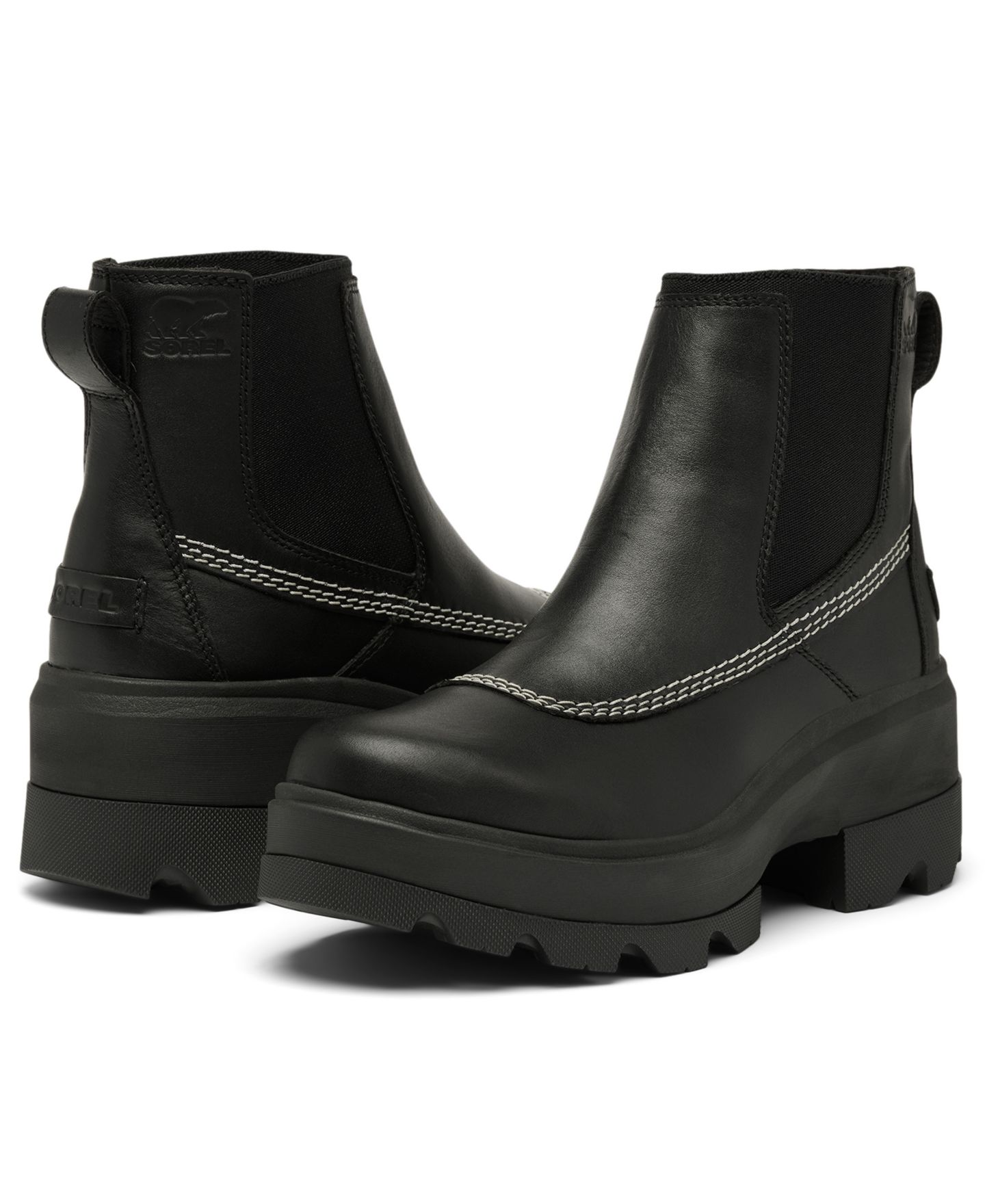 Женские ботинки Sorel Joan Frwd Chelsea Slip-On Booties, цвет: Чёрный / Выбеленный — фото 7