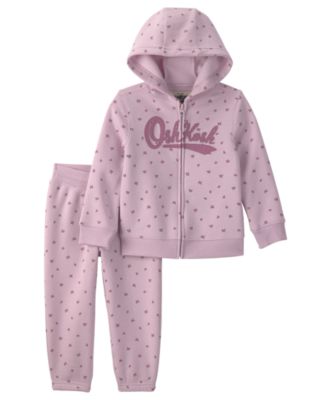 Baby Girls' Long-Sleeve Oshkosh Logo Floral Fleece Hoodie and Pants, 2-Piece Set