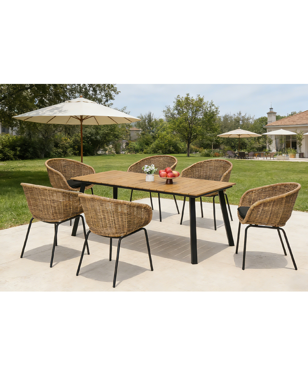Streamdale Furniture Set of 2 Outdoor Wicker Rattan Bucket Chairs with Cushions