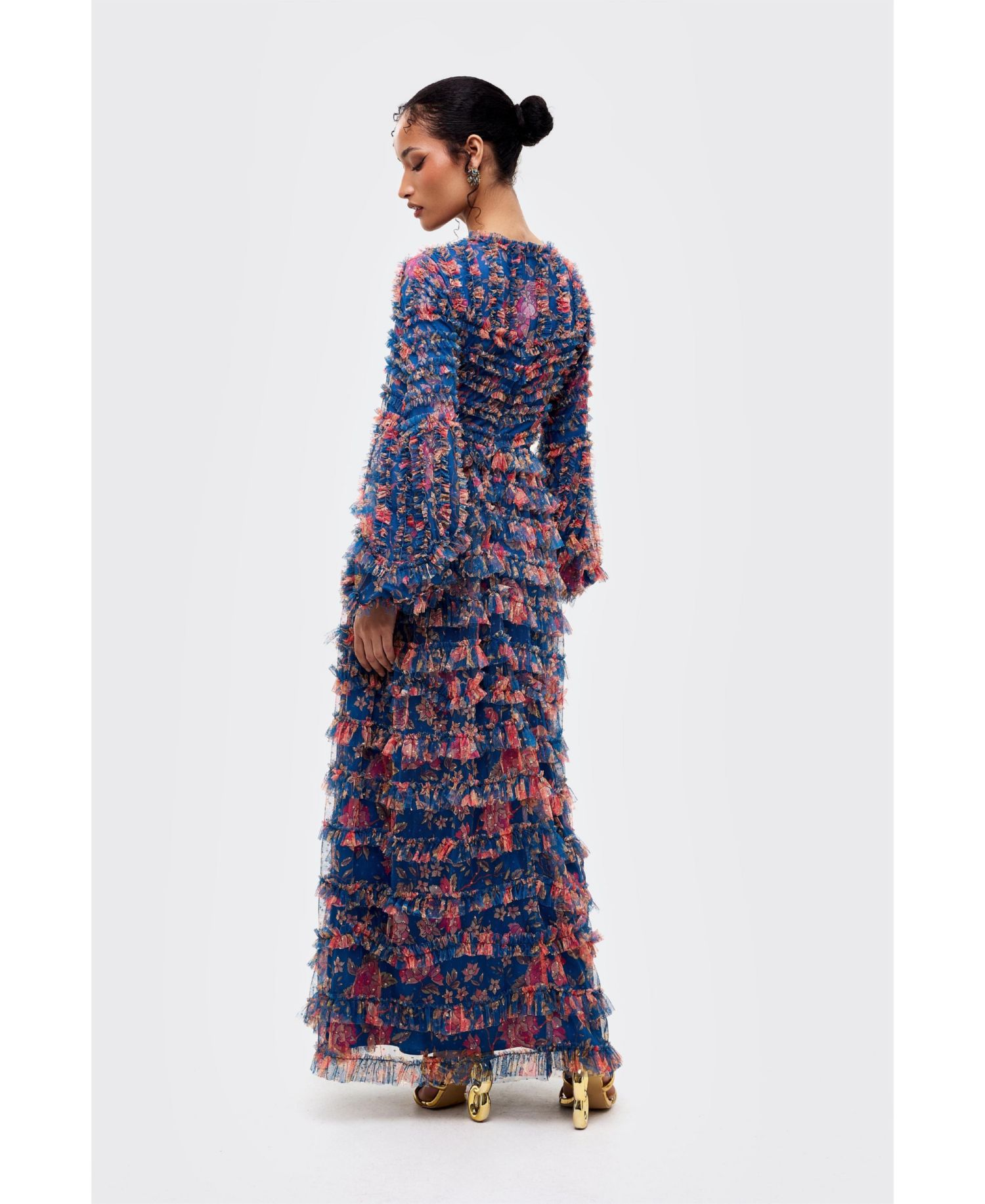 Women's Floral Long-Sleeve Maxi Dress