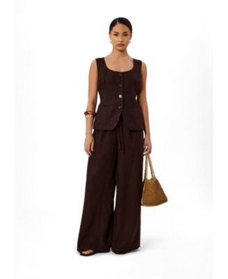 Women's Wide Leg Linen Trouser