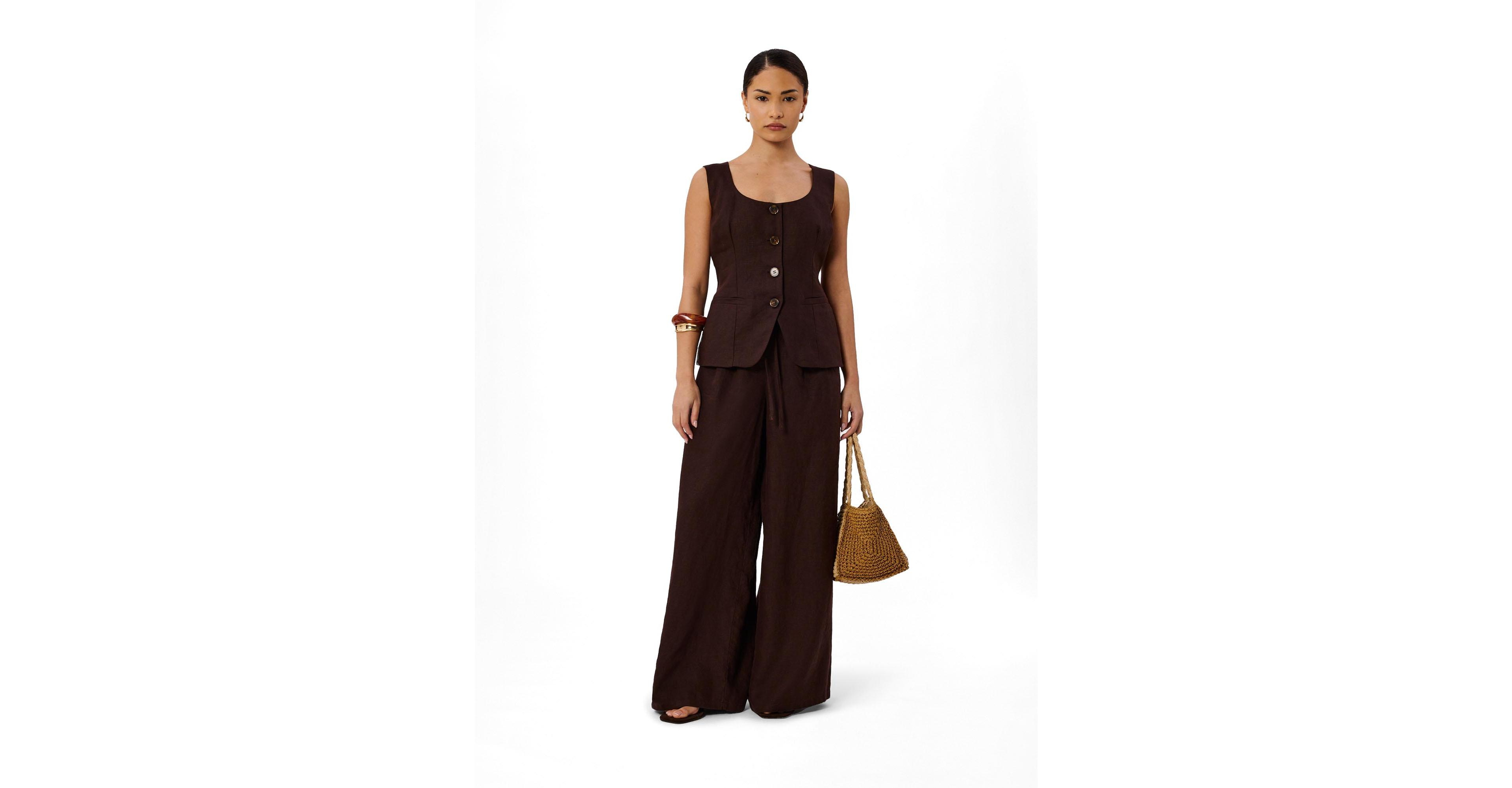 Whistles Women's Wide Leg Linen Trouser