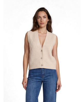 Women's MaLaney Cable-Knit V-Neck Cotton-Blend Sweater Vest