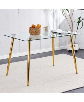 Modern Minimalist Rectangular Glass Dining Table, 51" x 31" x 30