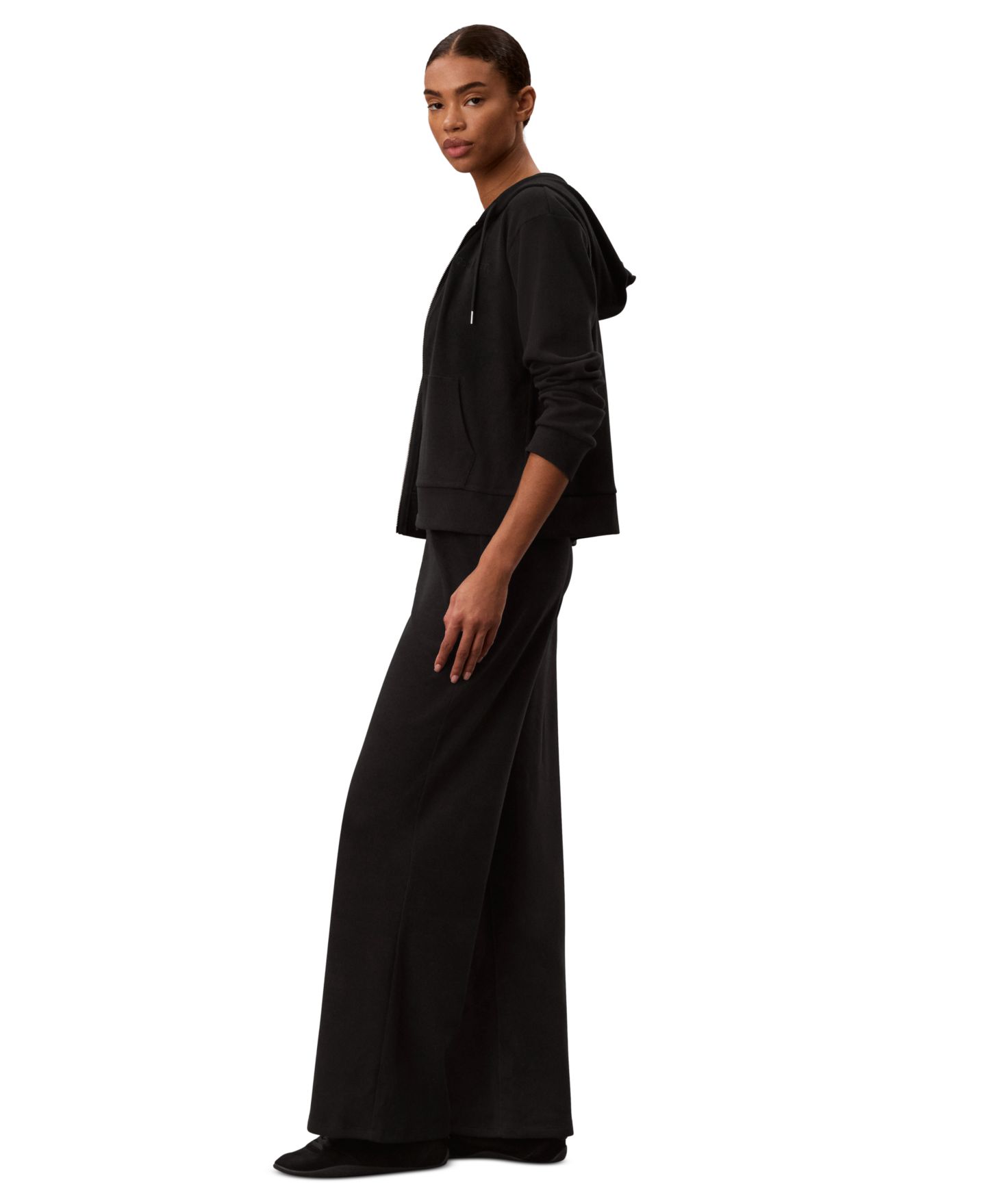 Женские брюки Calvin Klein Performance Pull-On Waffle-Knit Relaxed-Fit Straight-Leg, цвет: Чёрный — фото 3