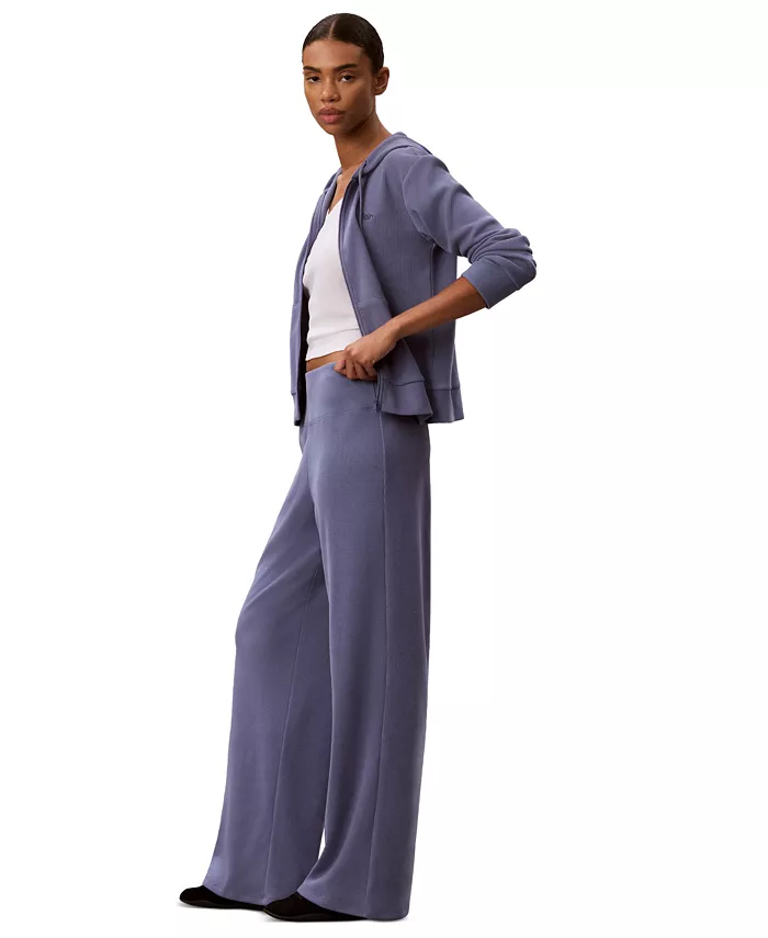 Women's Pull-On Waffle-Knit Relaxed-Fit Straight-Leg Pants - thumbnail 8