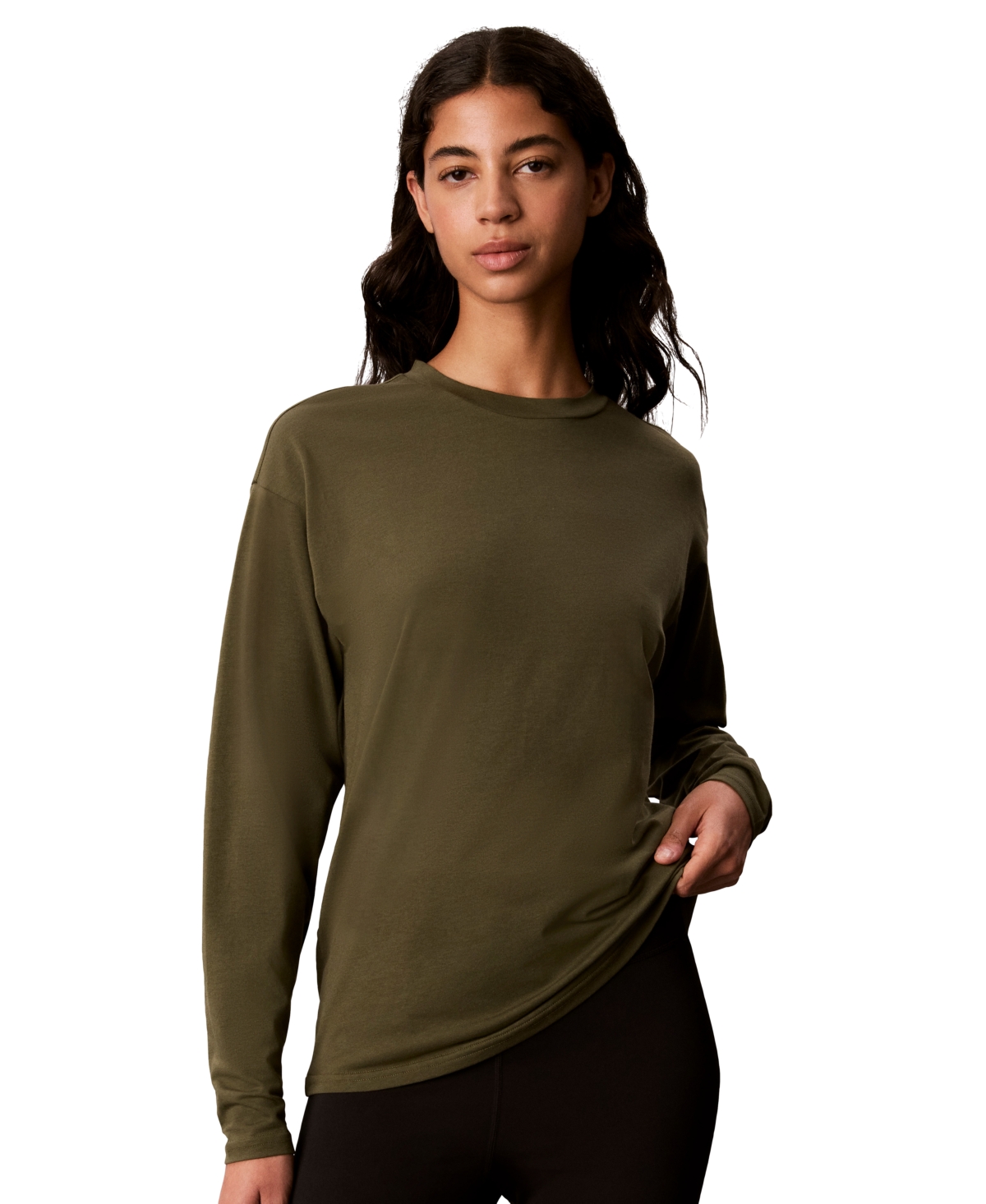 Calvin Klein Performance Women's Classic-Fit Long-Sleeve T-Shirt - Fatigue