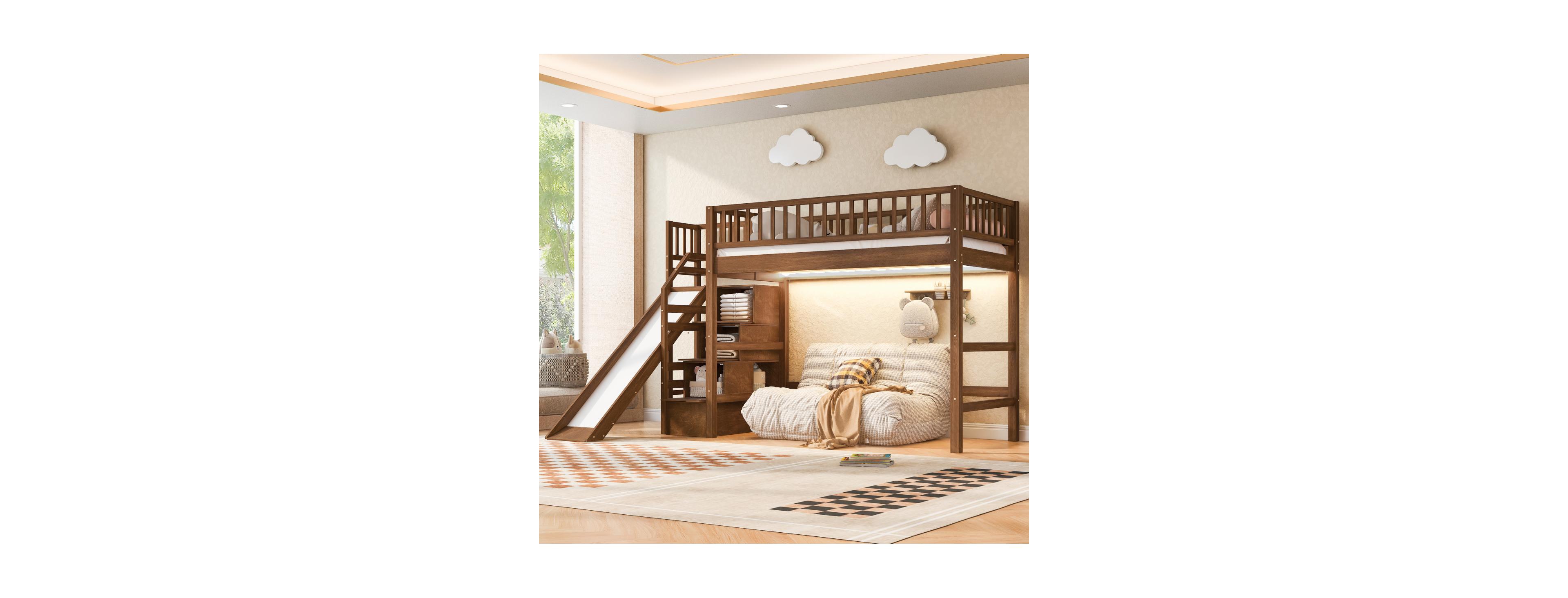 Streamdale Furniture Twin Size Loft Bed with Storage Staircase