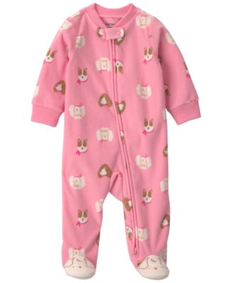 Baby Girls' Dog Fleece 2-Way Zip Sleep & Play 