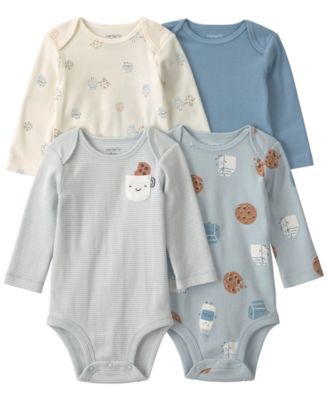 Baby Boys' Milk & Cookies Round Neck Bodysuits, 4-Pack