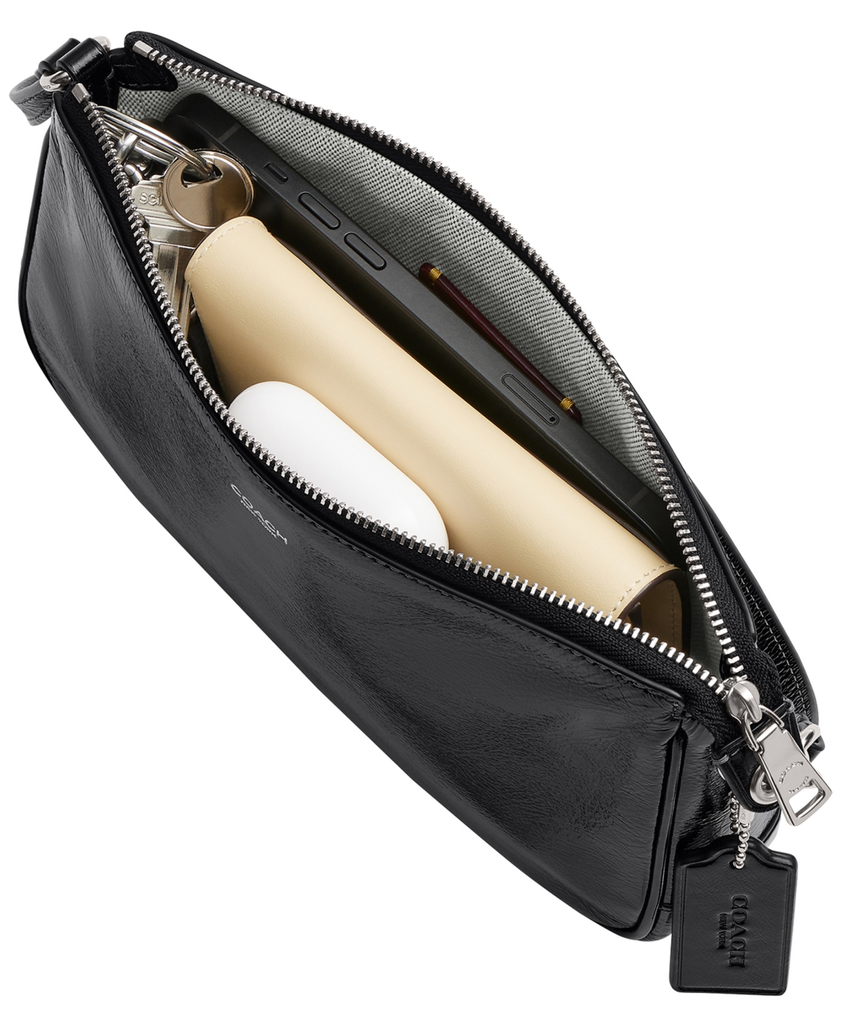 Coach Plaza Small Glazed Leather Shoulder Handbag
