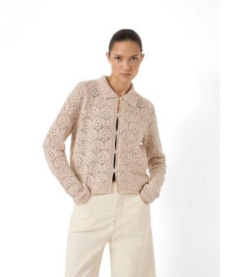 Women's Crochet Cotton Long Sleeve Cardigan