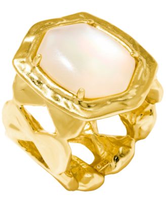 Imitation Pearl Tiger Striped Daphne Cocktail Ring