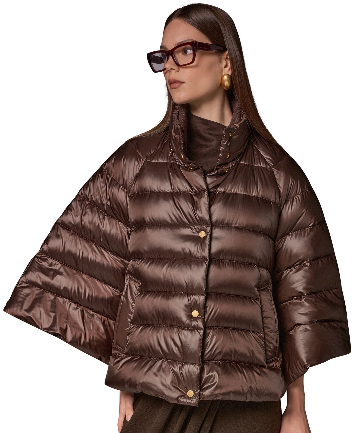 Женская куртка Donna Karan New York Stand-Collar Down Puffer Cape, цвет: Pearlized Express — фото 8