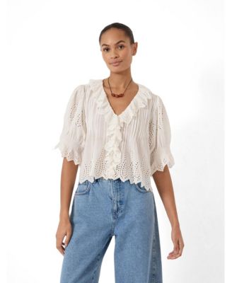 Women's Koa Short-Sleeve V-Neck Ruffle Blouse