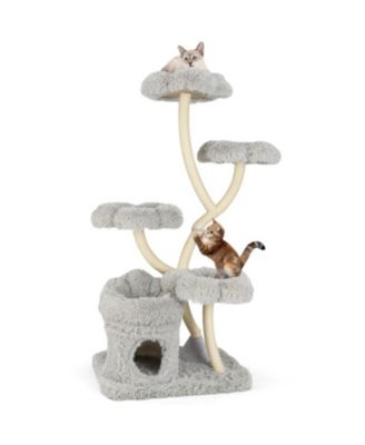 Freestanding Cat Tower with Four Flower-Shaped Platforms