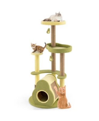 Avocado-Shaped Cat Tower Featuring a Private Condo, 49 Inch