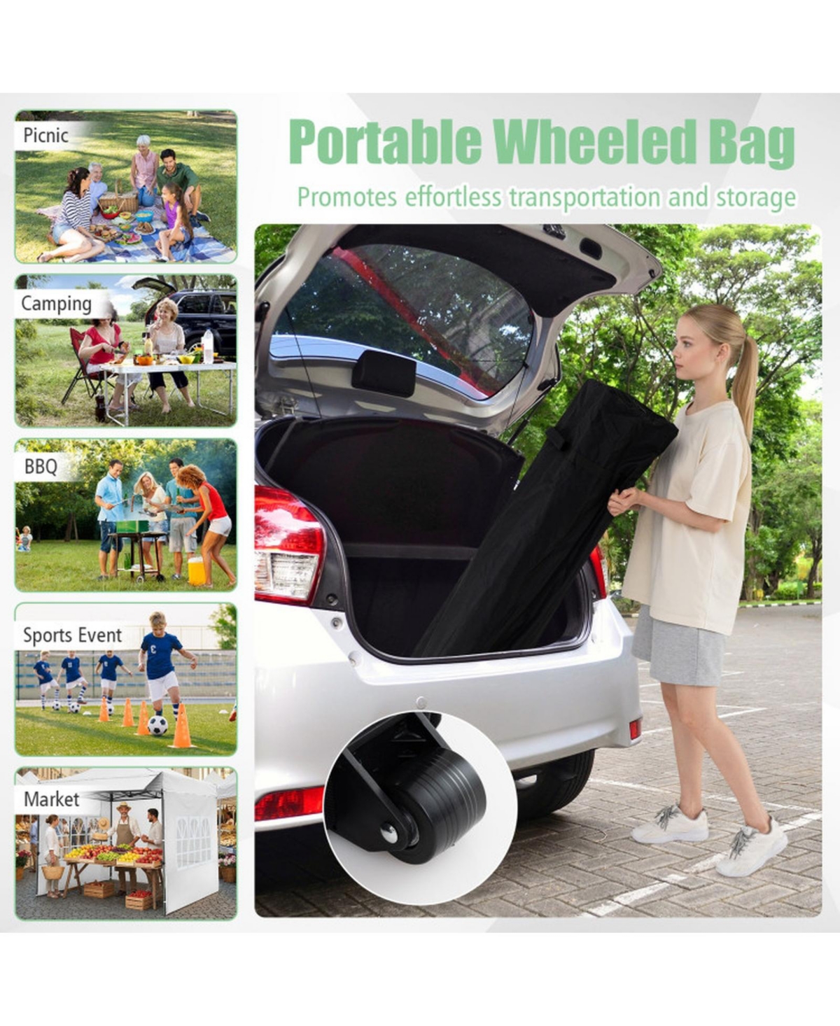 Sugift Pop Up Canopy Tent with Removable Sidewalls and Detachable Awning