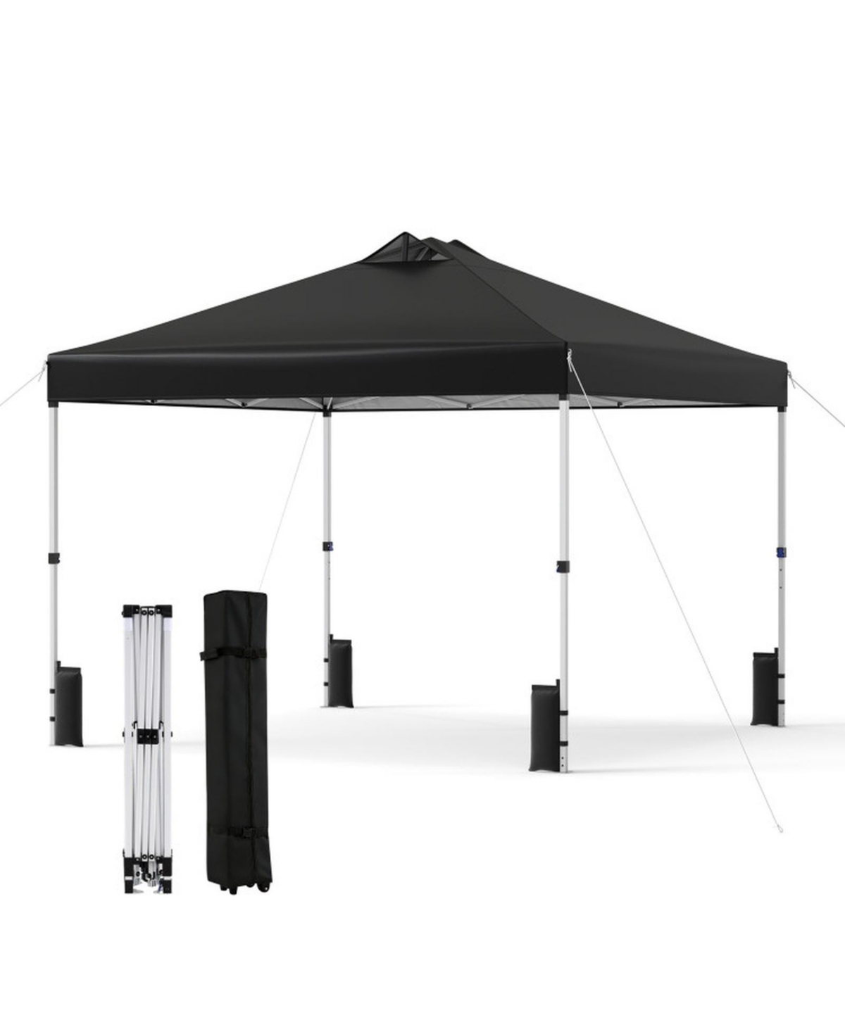 Sugift 10 x 10 feet Outdoor Commercial Pop Up Canopy Tent with One Hand Center Lock - Black