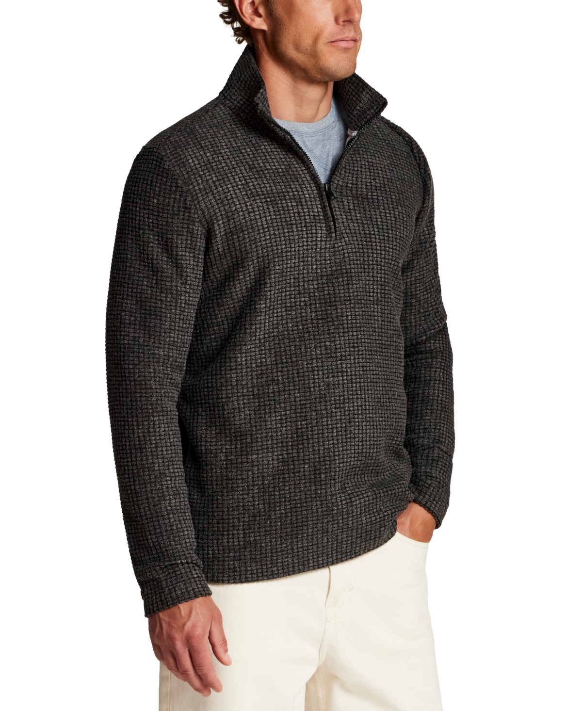 Weatherproof Vintage Men's Terry Grid Fleece Quarter-Zip Sweater