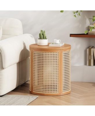  Rubber Wood Side Table End Table with MDF Stable Base