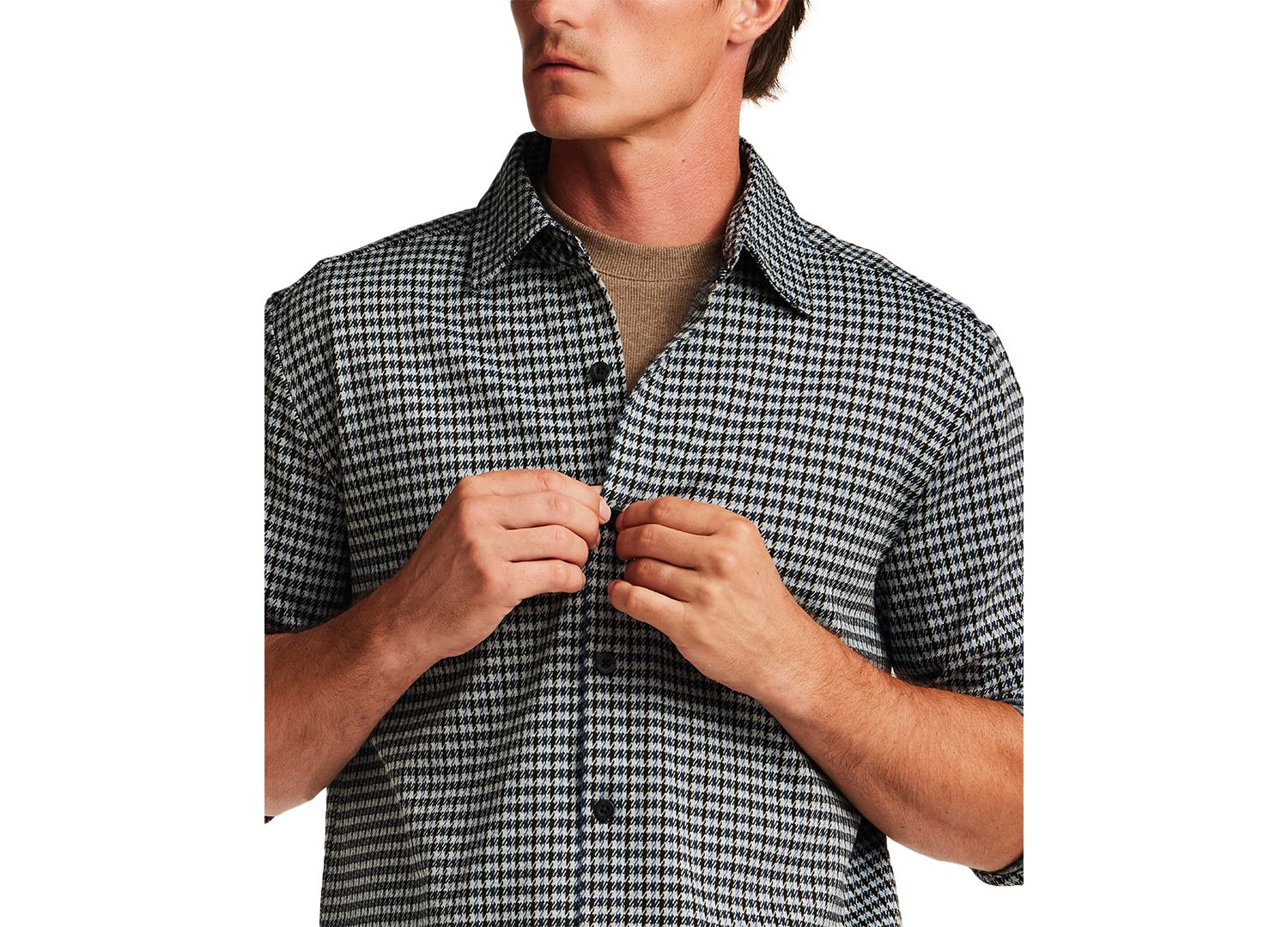 Men's Knit Check Long-Sleeve Shirt