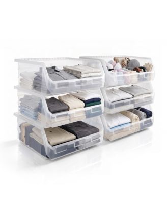 Extra Large Open Front Stackable Clothing Storage Bin - Closet and Wardrobe Organizer