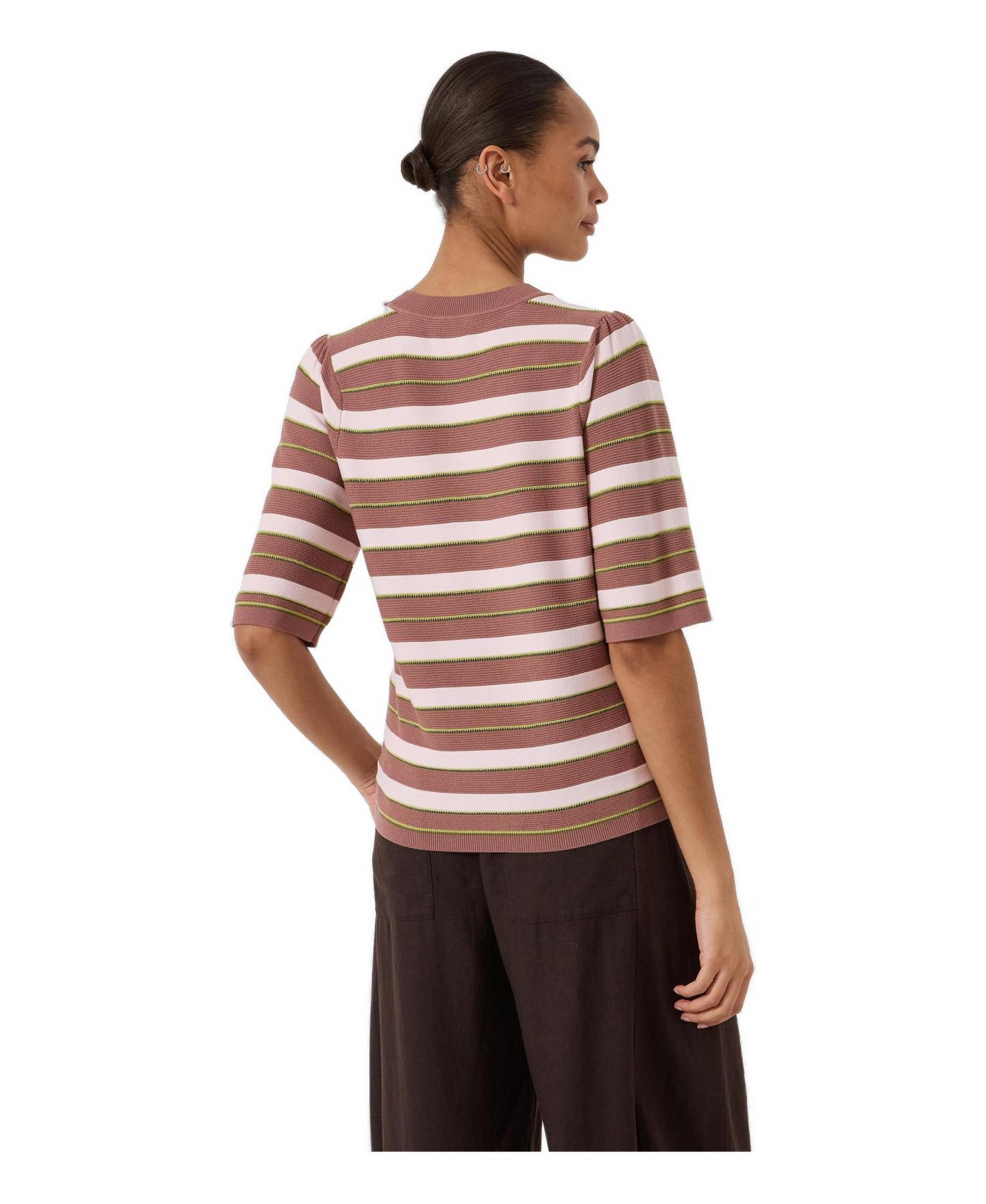 Женская футболка Hush Gathered Shoulder Stripe, цвет: Глиняный коричневый — фото 3