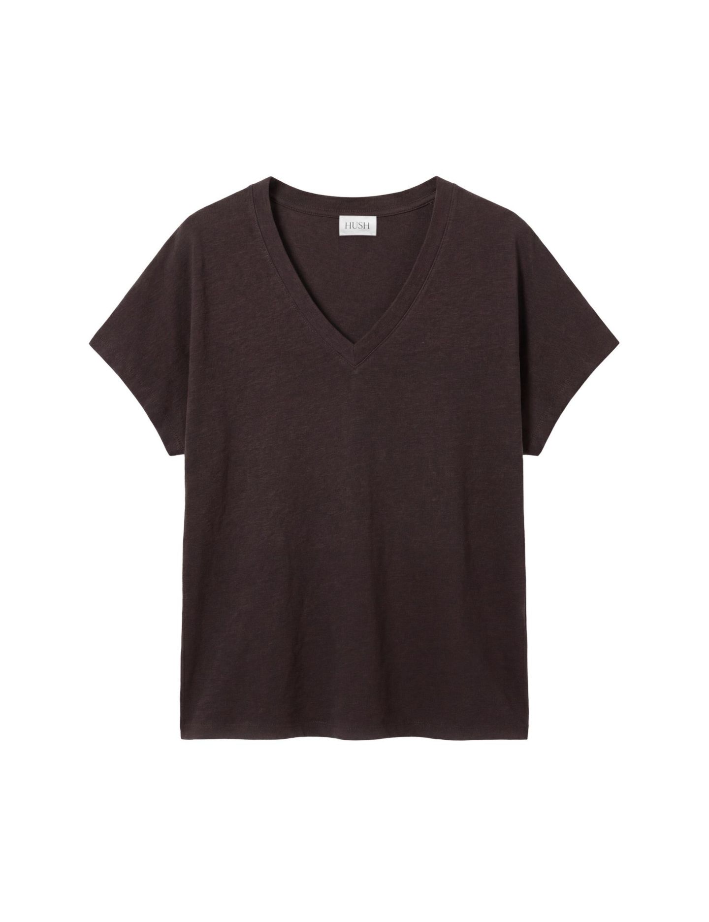 Женская футболка Hush Rosalia Linen-Blend V-Neck Short-Sleeve, цвет: Коричневый — фото 6