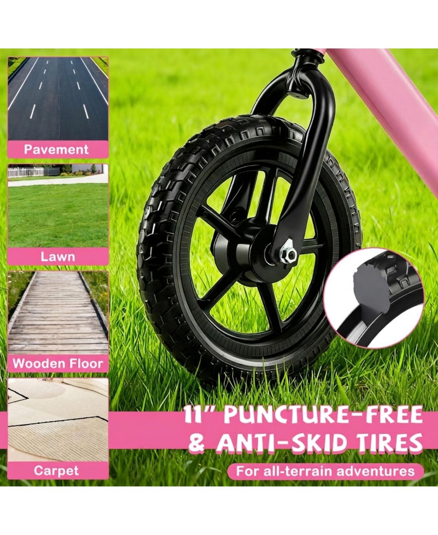 Детская игрушка HONGGE Lightweight Toddler Balance Bike with 11-Inch Foam Tires, цвет: Розовый — фото 9