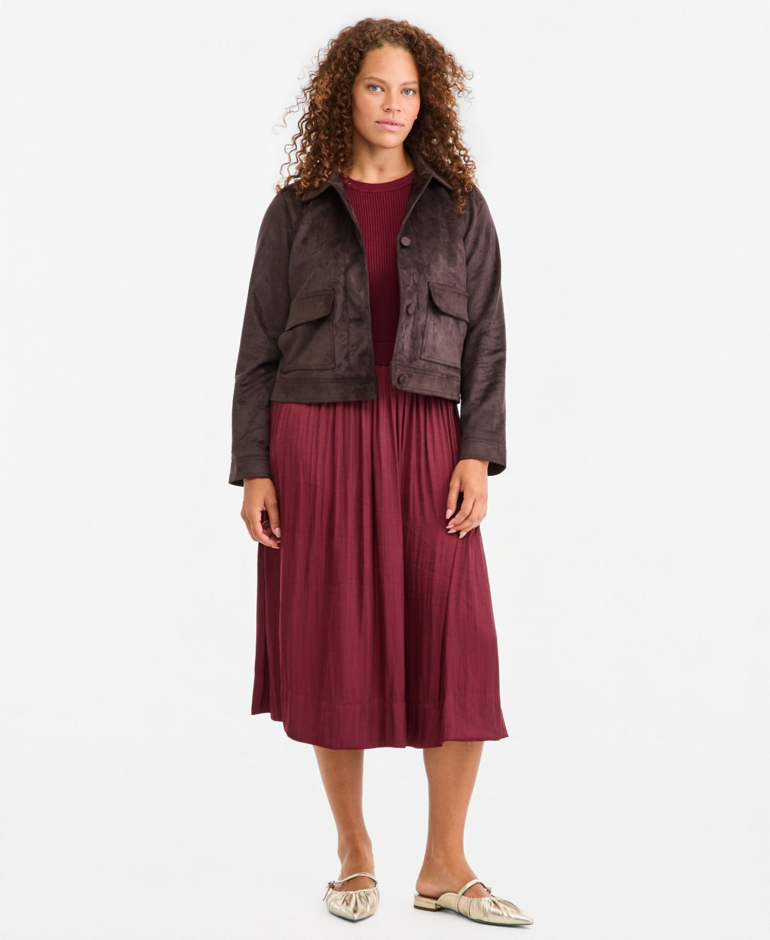 Women's Cropped Faux Suede Jacket