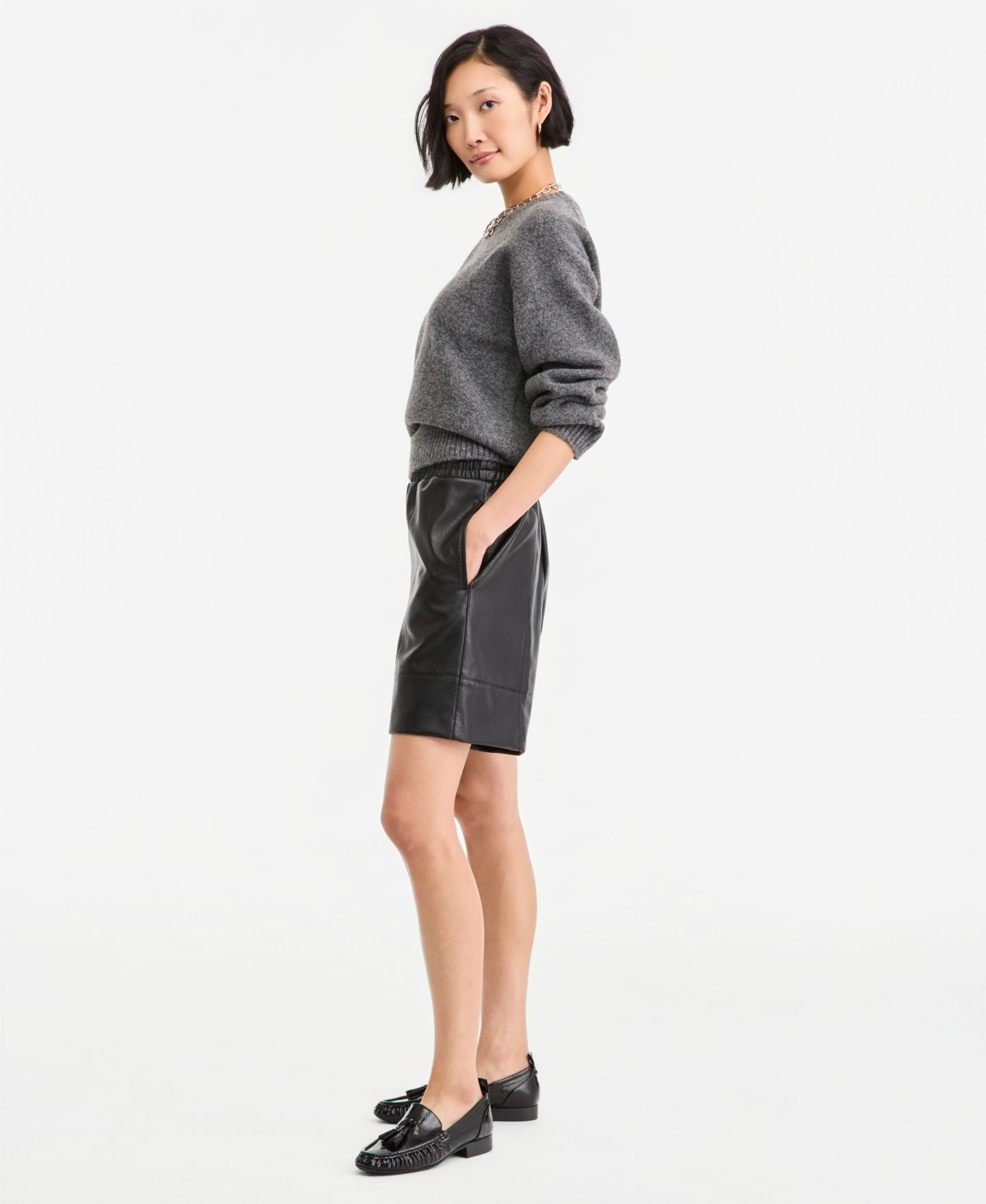 Женские шорты On 34th High-Rise Pull On Faux Leather, цвет: Глубокий чёрный — фото 4