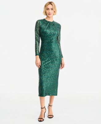 Women's Long-Sleeve Midi Sequin Dress