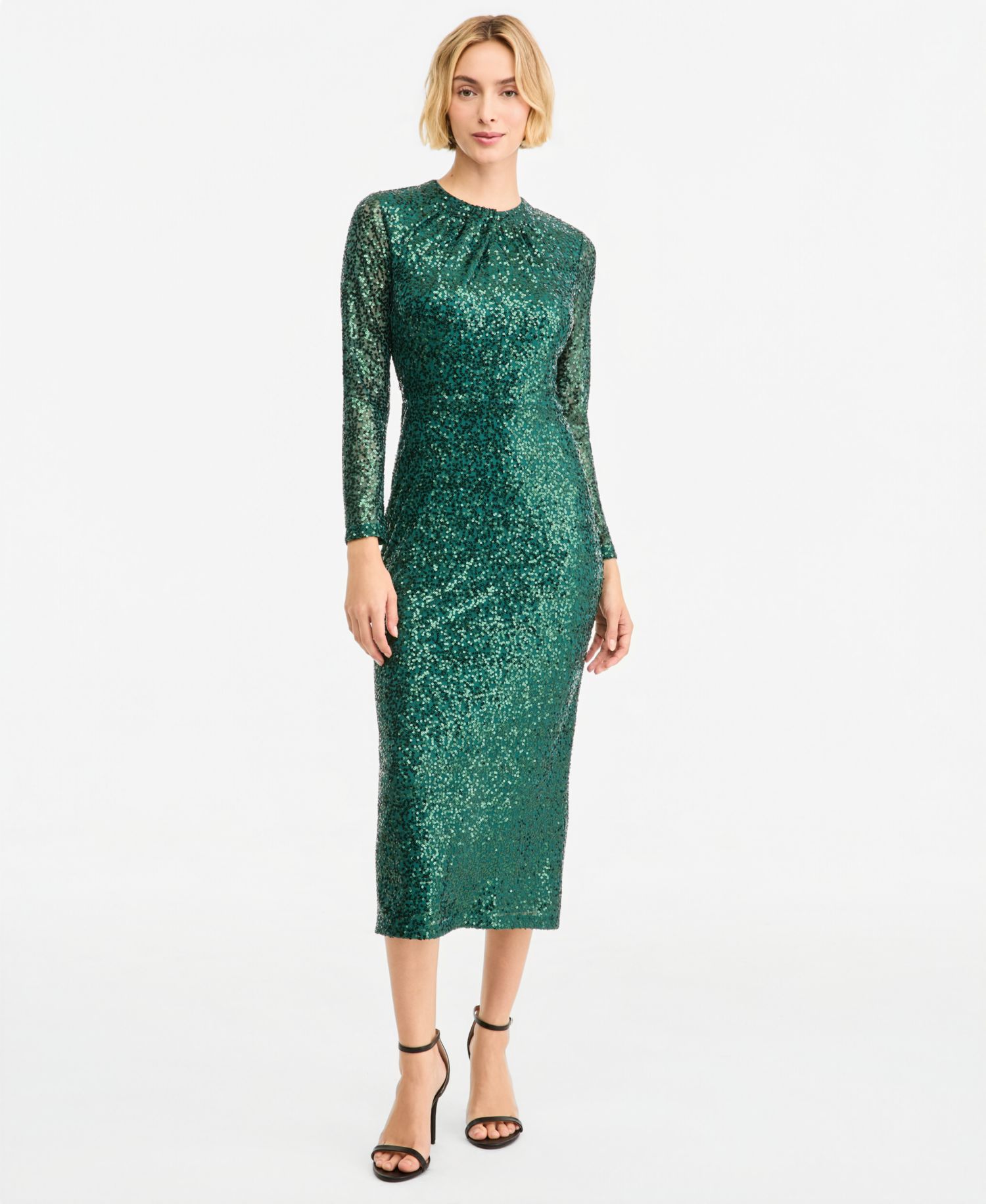 Women's Long-Sleeve Midi Sequin Dress