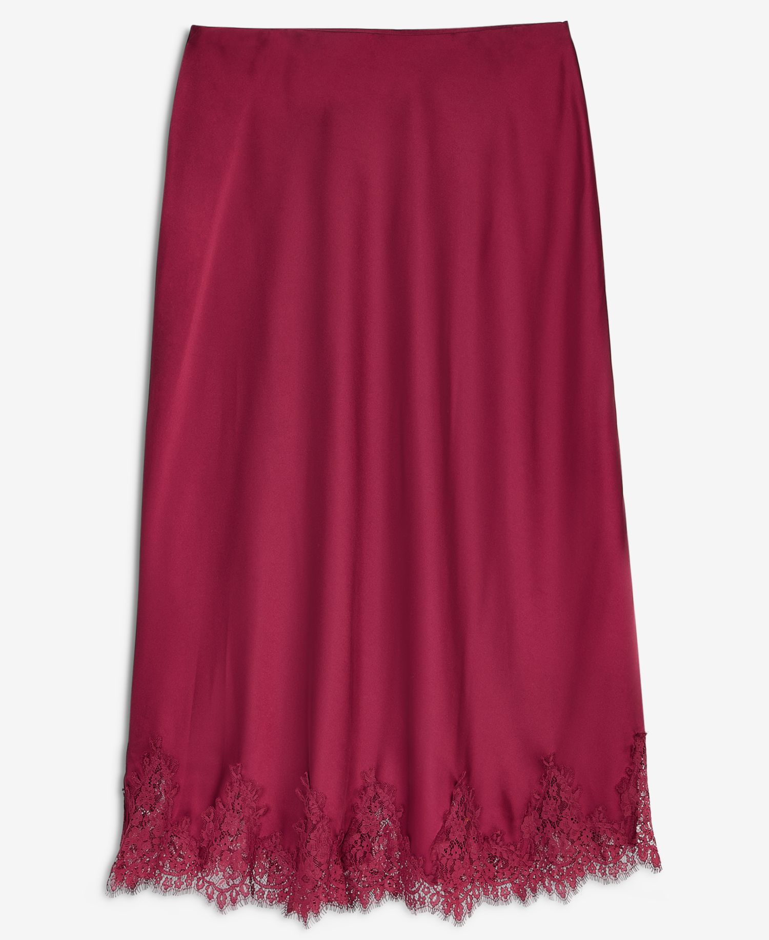 Women's High-Waisted Midi Lace-Trim Skirt