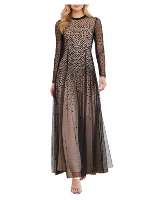 Women's Sequin Cascade Round Neck Gown