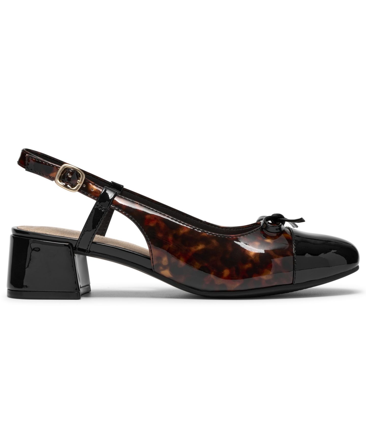 Женские туфли Clarks Iridessa Buckle Block Heel Pumps, цвет: Черепаховый ракушечный кожаный — фото 2