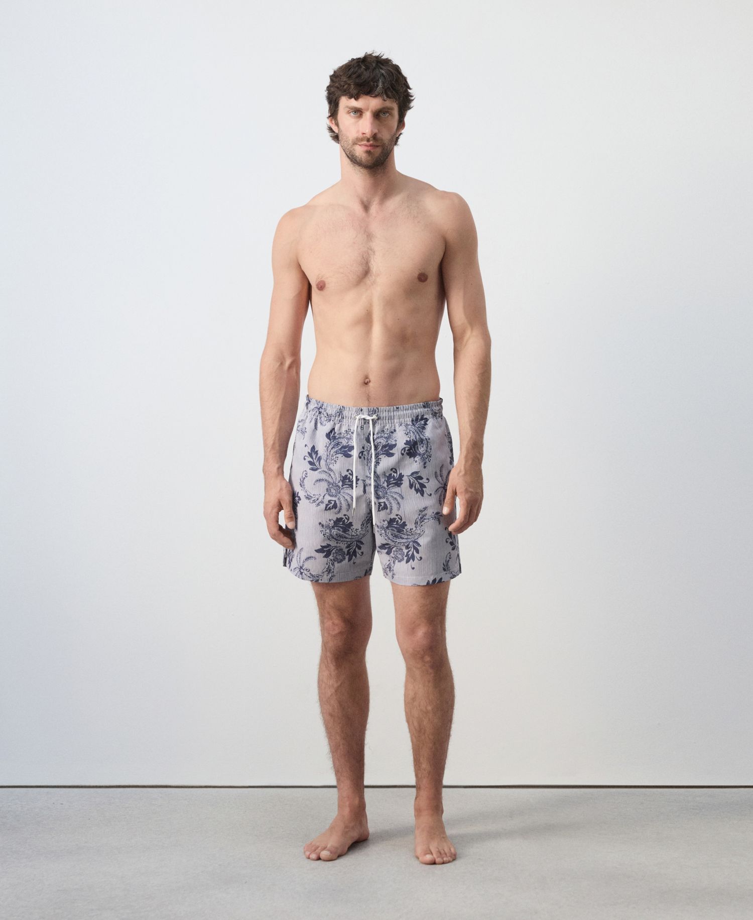 Men's Drawstring Printed Swimsuit
