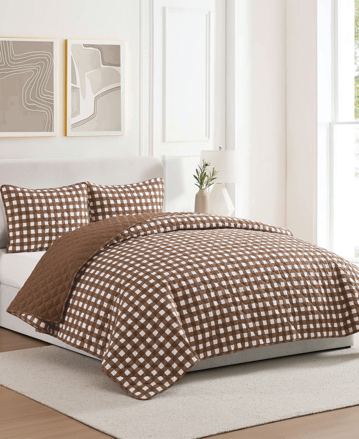 Vcny Home Gingham Microfiber 2-Pc. Quilt Set, Twin