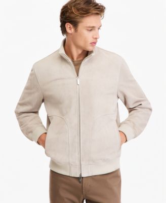 Men's Suede Regular-Fit Bomber Jacket, Macy's Exclusive
