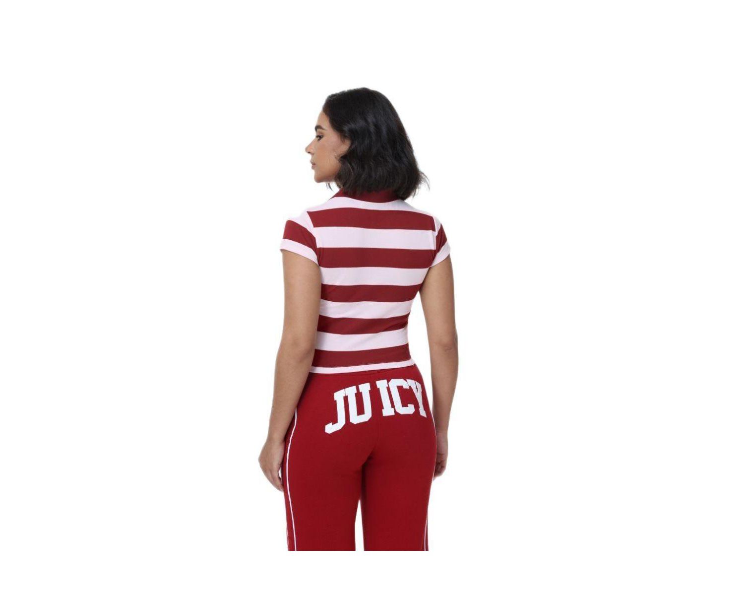 Women's Cropped Stripe Polo Top
