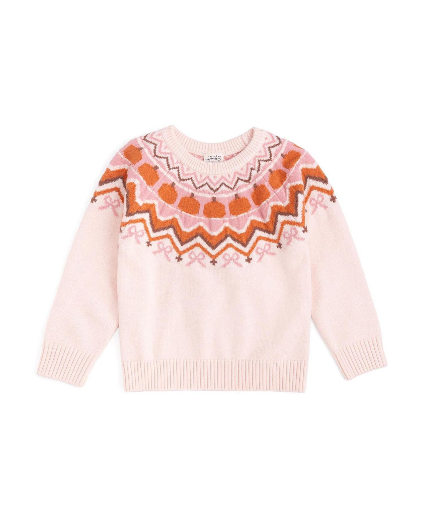 Свитер Sweet Wink Pumpkin Fair Isle для девочек-малышей, цвет: Слоновая кость — фото 1
