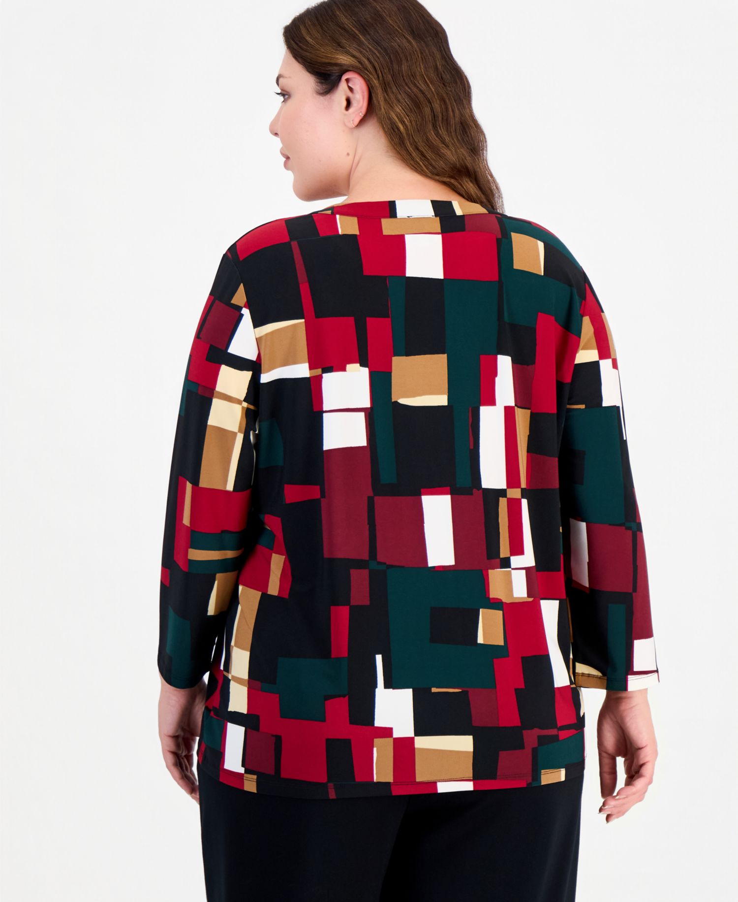 Plus Size Henley 3/4-Sleeve Top