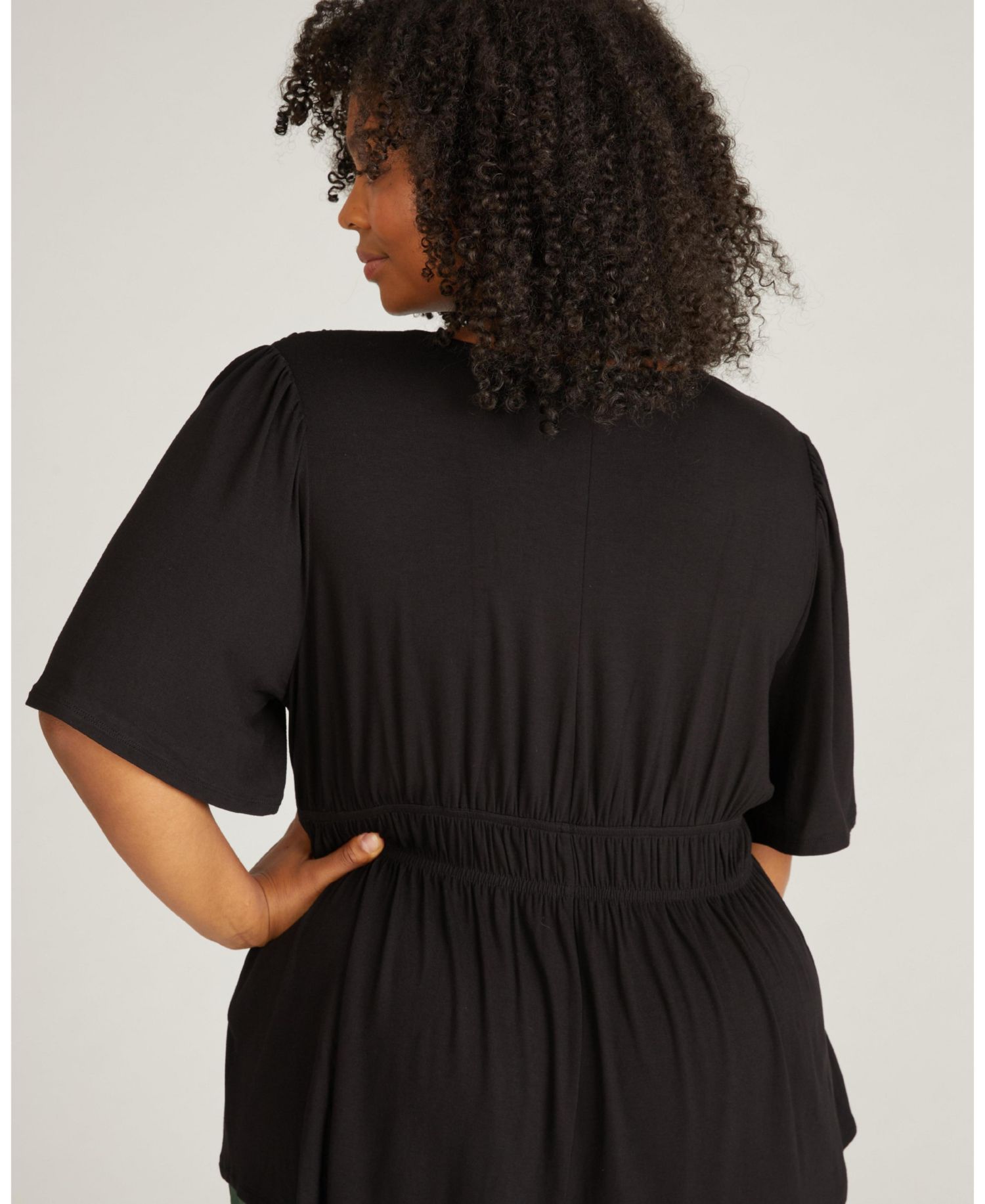 Plus Size Flora Peplum V-Neck Short-Flutter-Sleeve Top