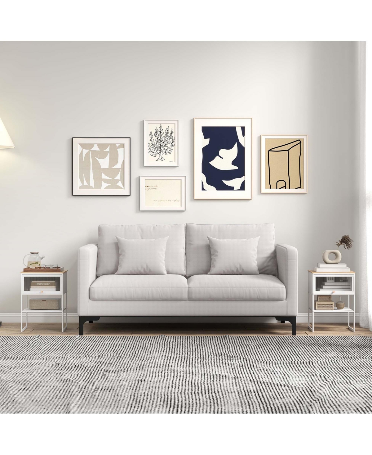 Costway Home Nightstand 3-Tier Storage Table with Open Shelf Heavy-duty Metal Frame