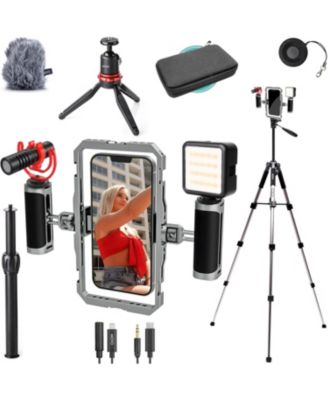 iFilmer-PRO Dual Grip Smartphone Rig with VXR10 Shotgun Microphone for iPhone and Android
