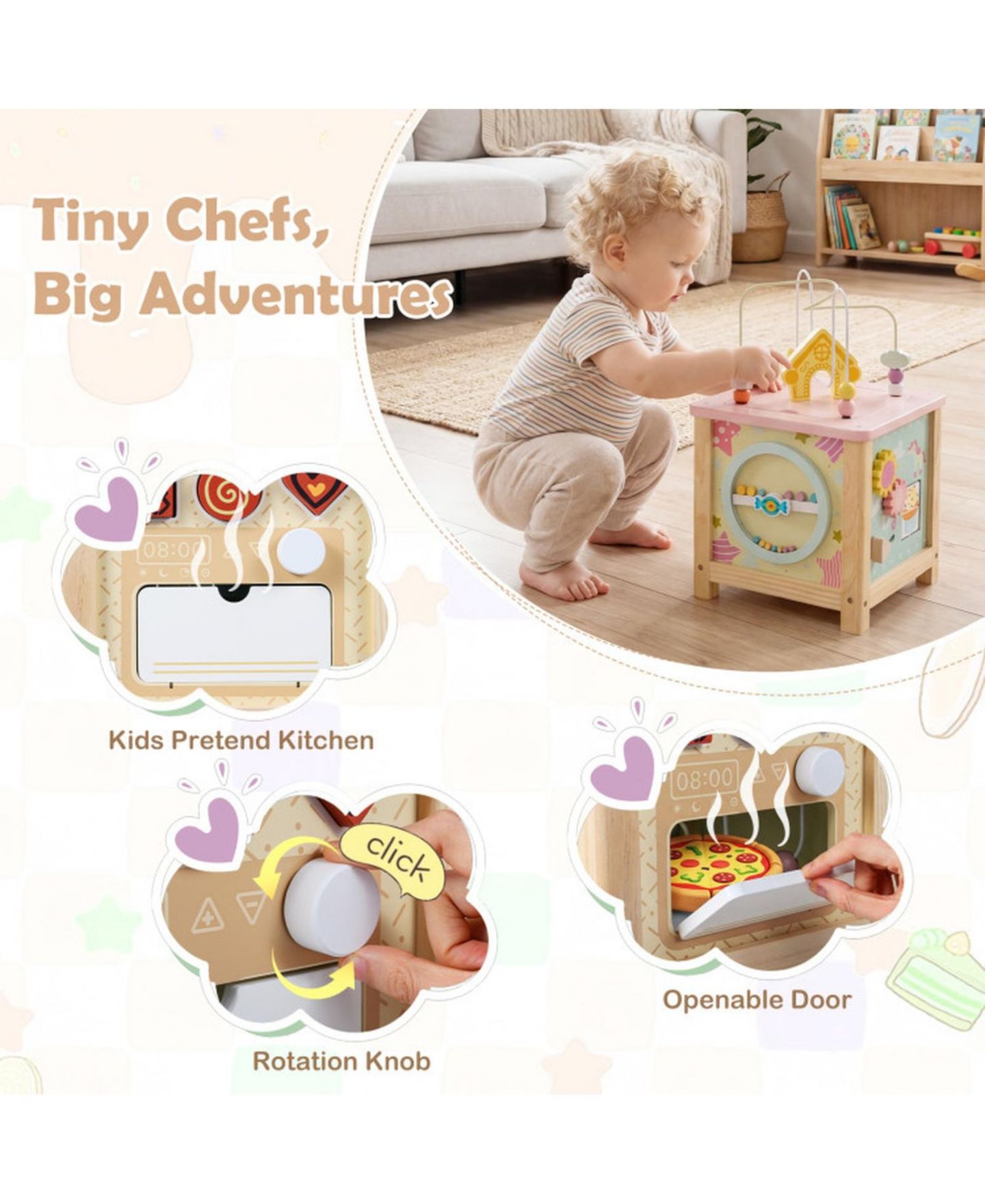 Детская игрушка SUGIFT Wooden Montessori Activity Cube Sensory Toy for Toddlers 18+ Months, цвет: Open Miscellaneous — фото 2